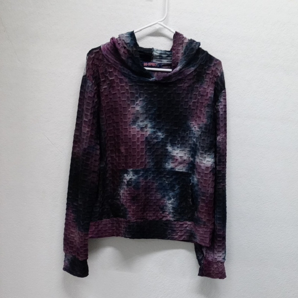 AQ-SPORT Purple and Black Textured Hoodie